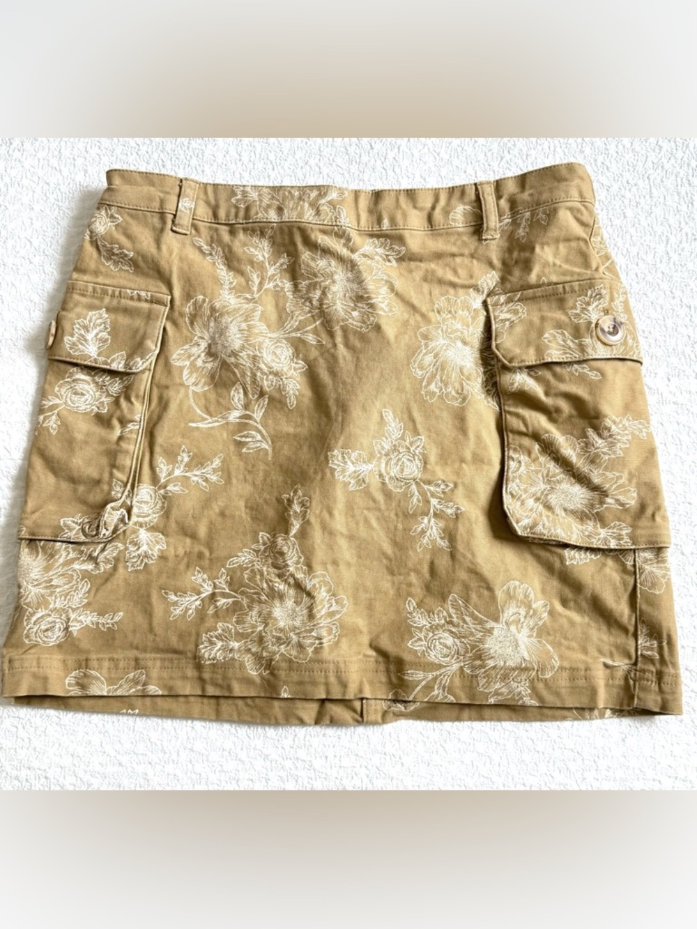 Floral Cargo Mini Skirt in Brown